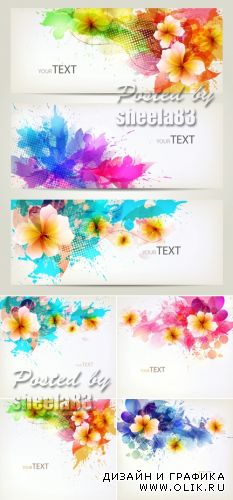 Abstract Flowers Backgrounds Vector