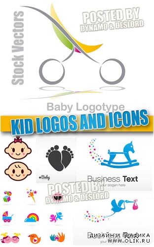 Детские логотипы и иконки - Векторный клипарт