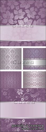 Винтажные сиреневые фоны для пригласительных/ Vintage lilac ornament background in vector