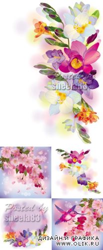 Abstract Spring Flowers Vector