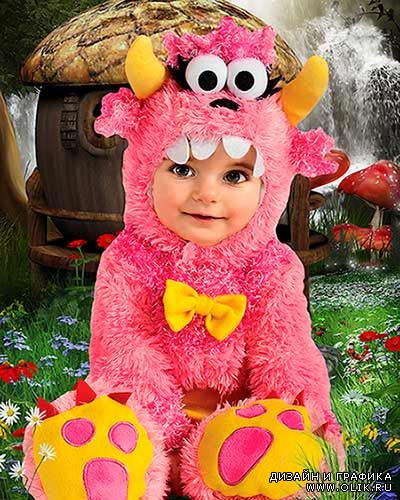 Детский фотошаблон - Сказочный костюм Пинки Винки
