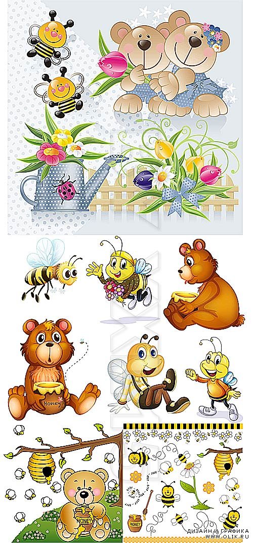 Cute bears and bees