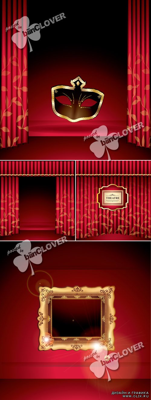Red curtain with frame and mask 0414