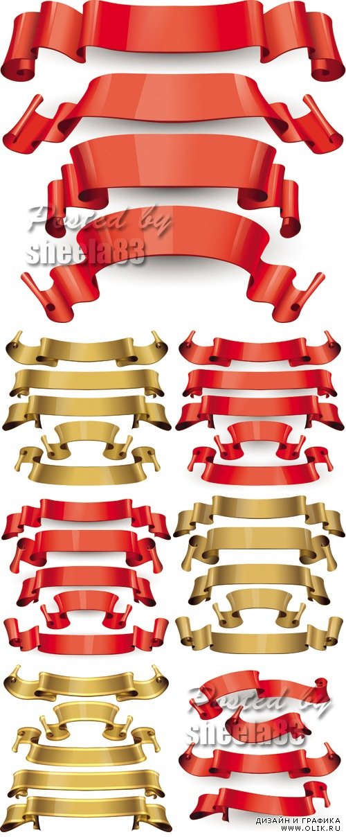 Red & Golden Ribbons Vector