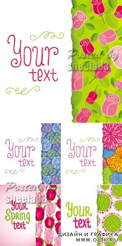 Funny Floral Cards Vector