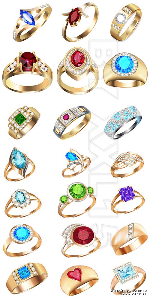 Rings with precious stones