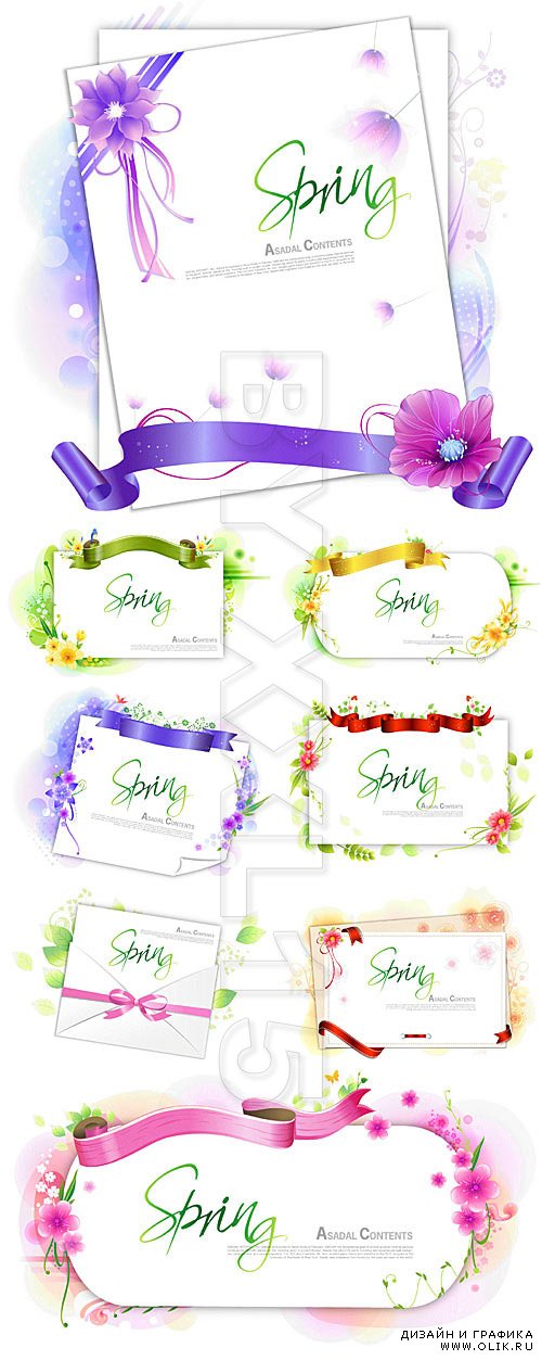 Flower frames with ribbons