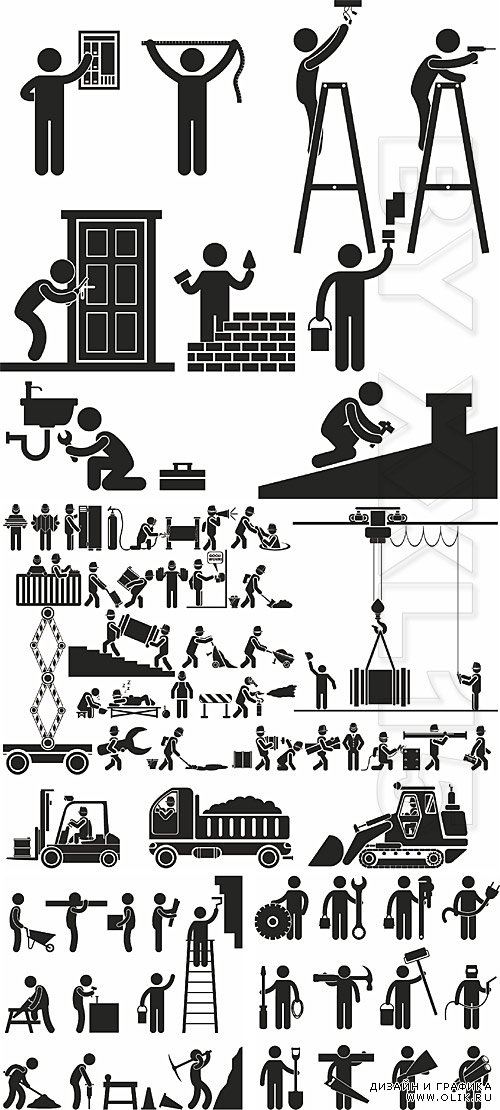 People figures pictograms 5 - Construction and repair