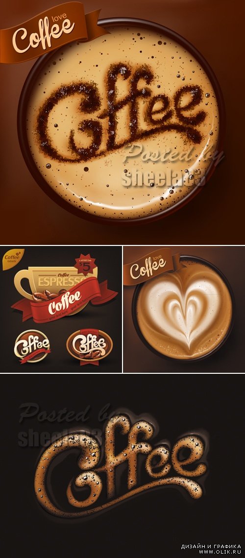 Coffee Cups & Labels Vector