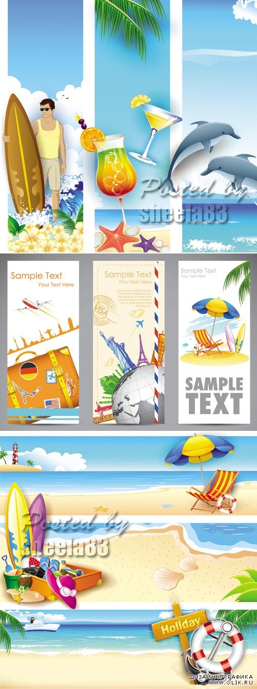 Summer Holidays Banners Vector