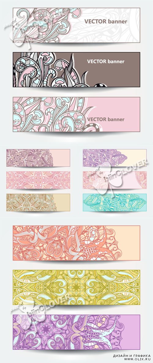 Banners with floral ornaments 0436