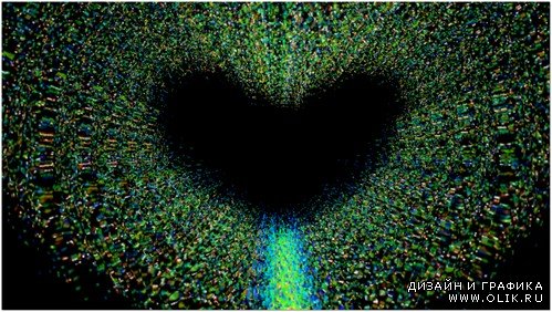 Футаж с альфаканалом - Сердце из частиц