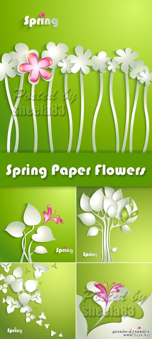 Spring Paper Flowers Vector