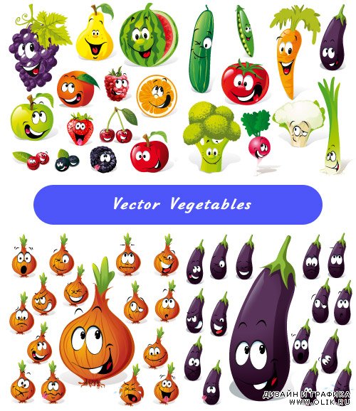 Клипарт в векторе - Эмоции овощей