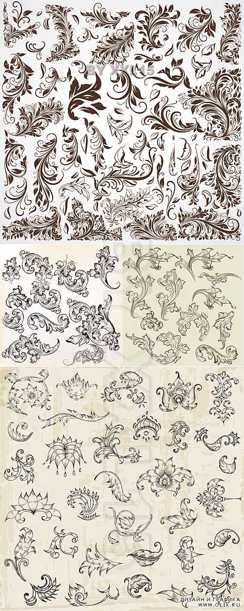 Floral calligraphic decorative elements