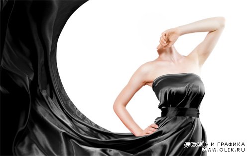  Шаблон psd женский - В красивом черном платье 