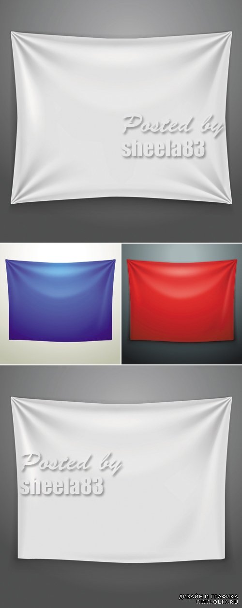 Textile Banners with Folds Vector