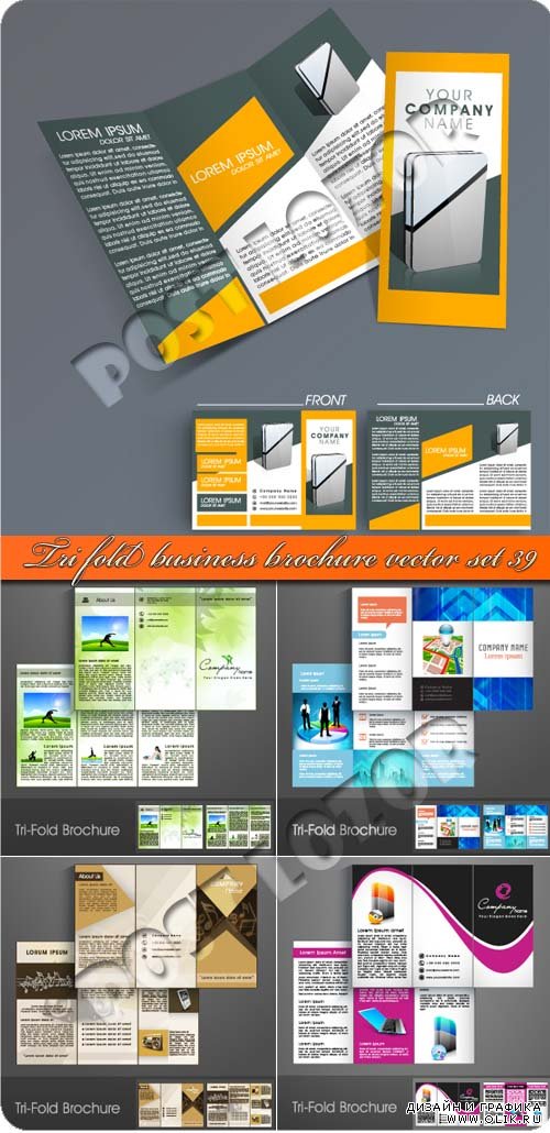 Бизнес брошюра из трёх станиц часть 39 | Tri fold business brochure vector set 39