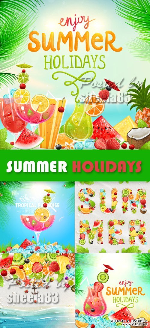 Summer Holidays Backgrounds Vector 2
