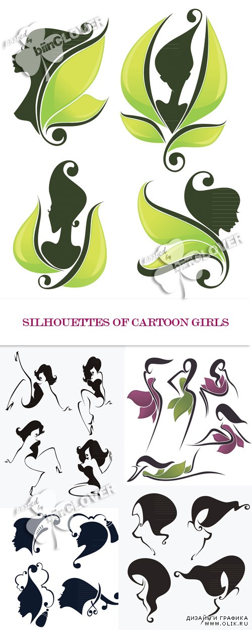 Silhouettes of cartoon girls 0452