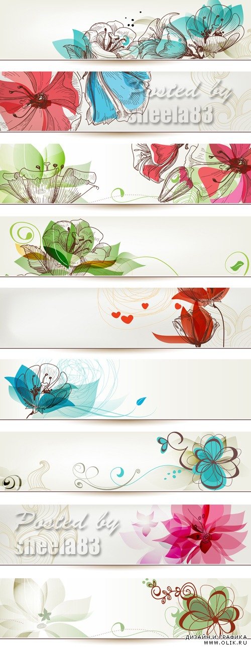 Simple Floral Banners Vector 3