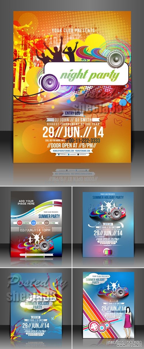 Summer Party Flyers Vector
