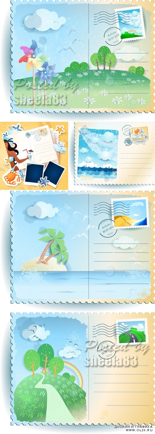Nature Postcards Vector