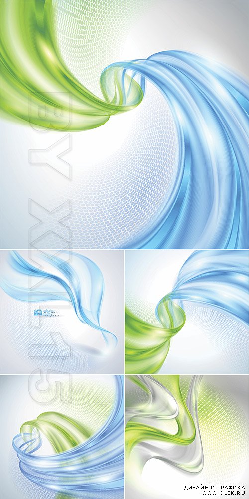 Abstract green and blue wave backgrounds