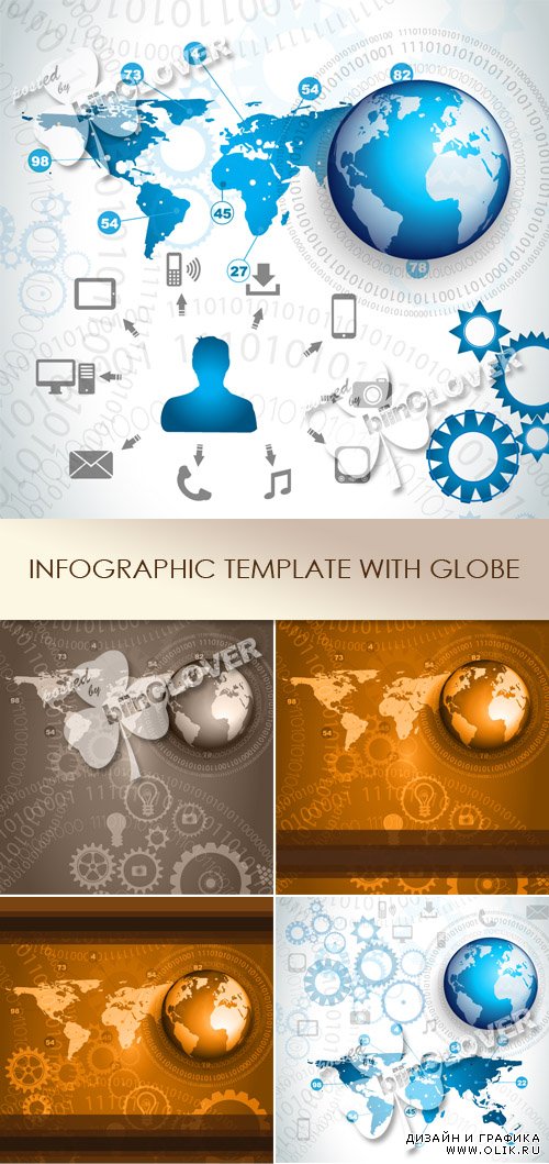 Infographic template with globe 0482