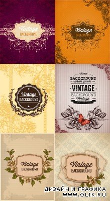 Vintage Floral Vector Illystrations Set 7