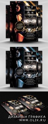 Honey Lounge Flyer Template PSD