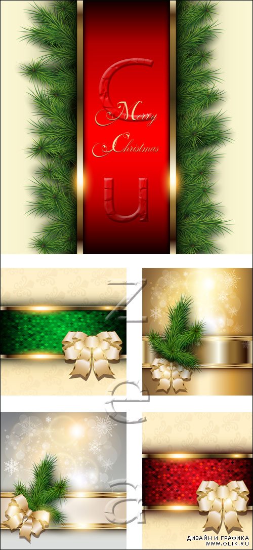 Векторные фоны с лентами / Vector holiday backgrounds with ribbons 2014