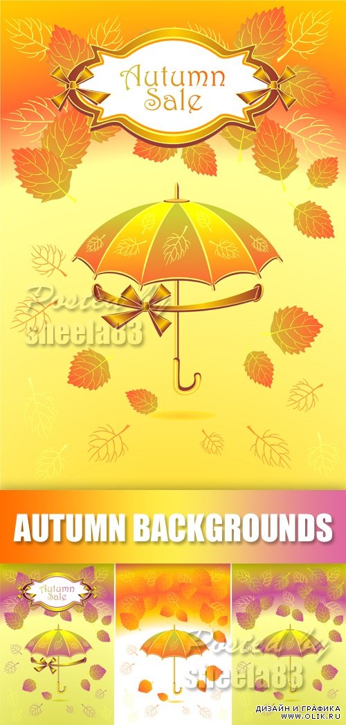 Autumn Backgrounds with Umbrella Vector