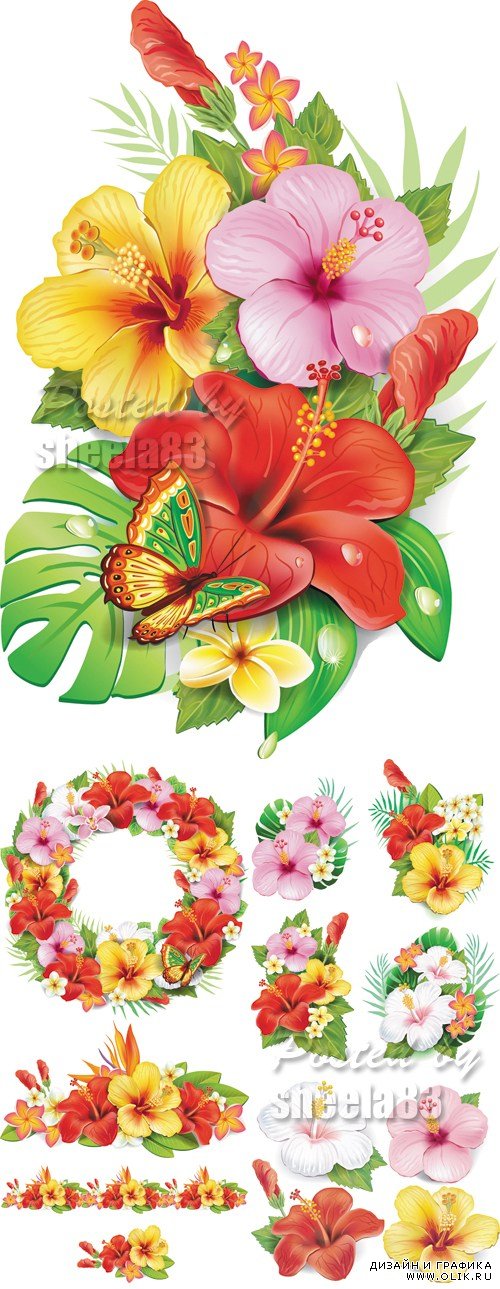 Tropical Flowers Vector