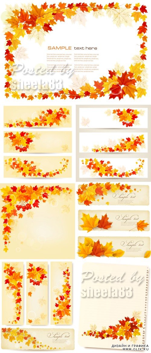 Autumn Leaves Banners Vector