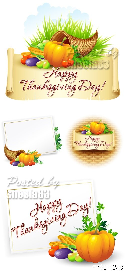 Happy Thanksgiving Day Vector Cards