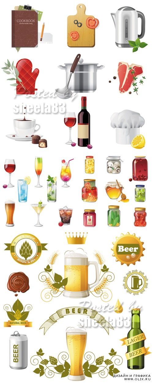 Food Cooking & Preserving Icons Vector