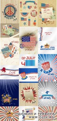 20 Illustrations 4th of July Vector Set