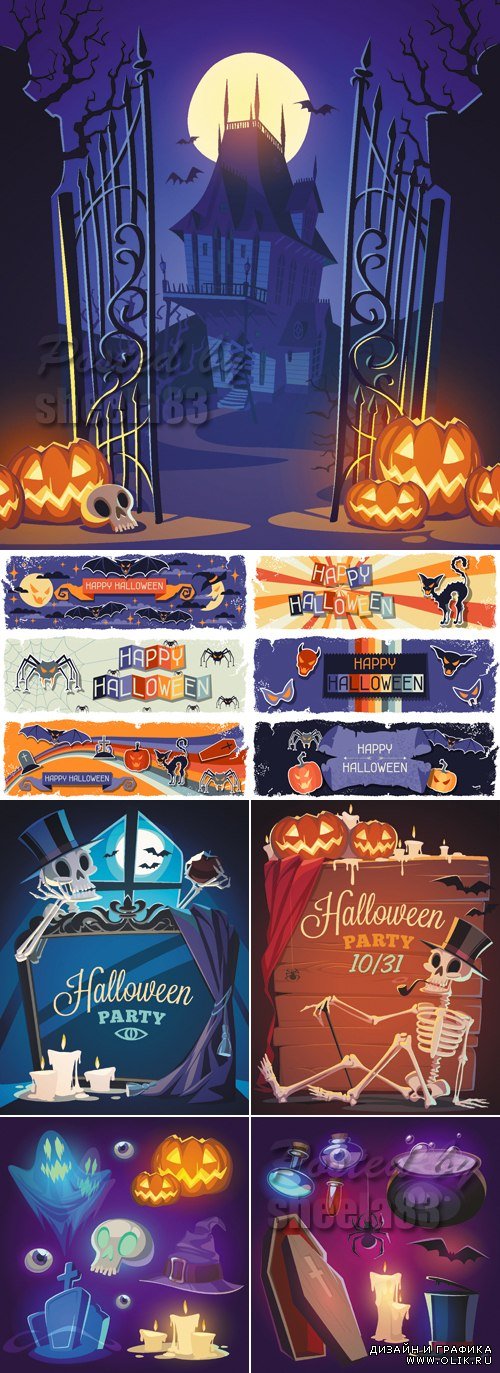 Halloween Backgrounds, Banners, Icons Vector