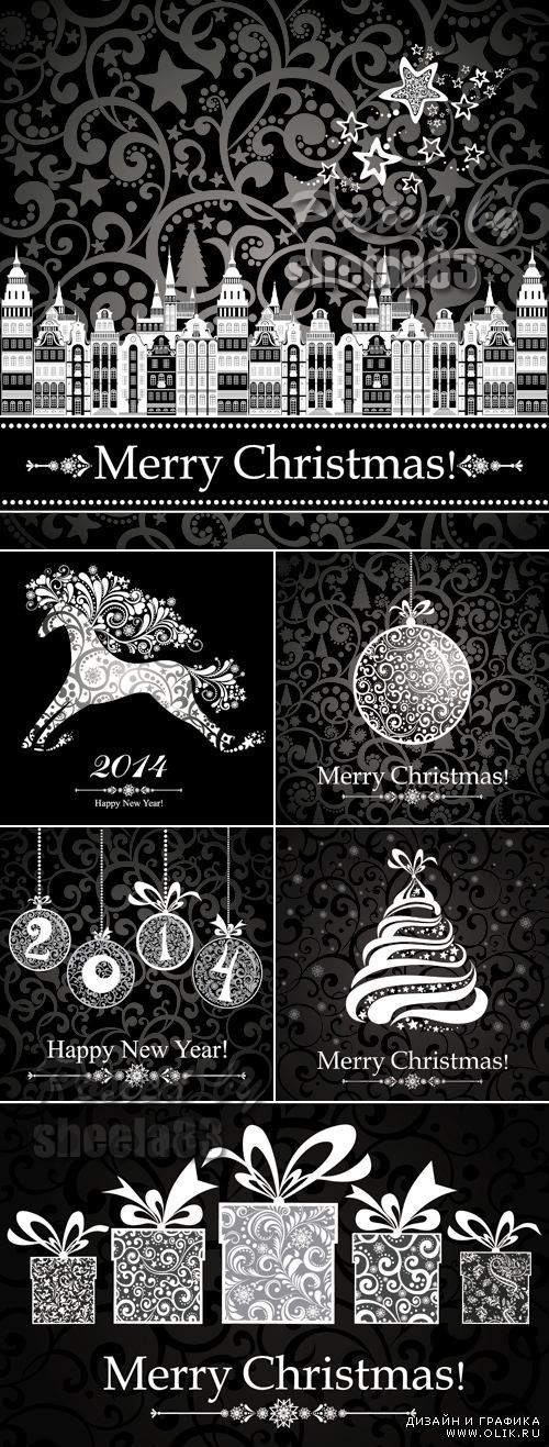 Black Christmas Backgrounds Vector