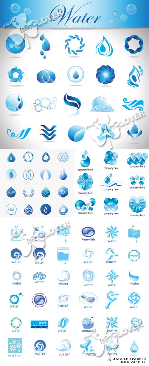 Water drops logos and icons 0501