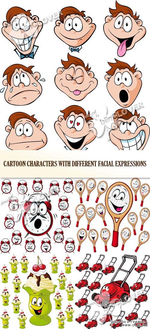 Cartoon characters with different facial expressions 0504