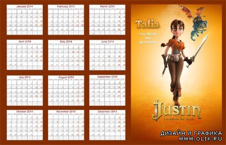 Календарь на 2014 год - Талия, рыцари доблести