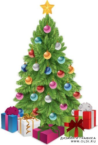 Праздничная Рождественская и Новогодняя елка в векторе