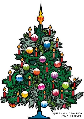 Праздничная Рождественская и Новогодняя елка в векторе