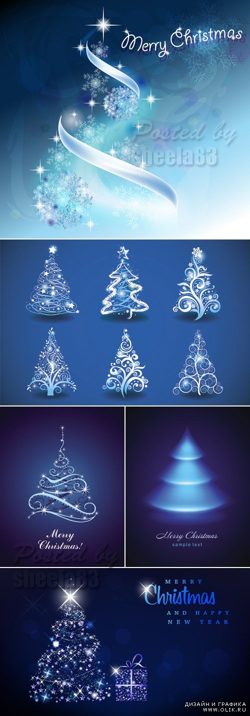 Blue Christmas Trees 2014 Vector