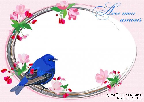 Романтичная рамка с синей птичкой
