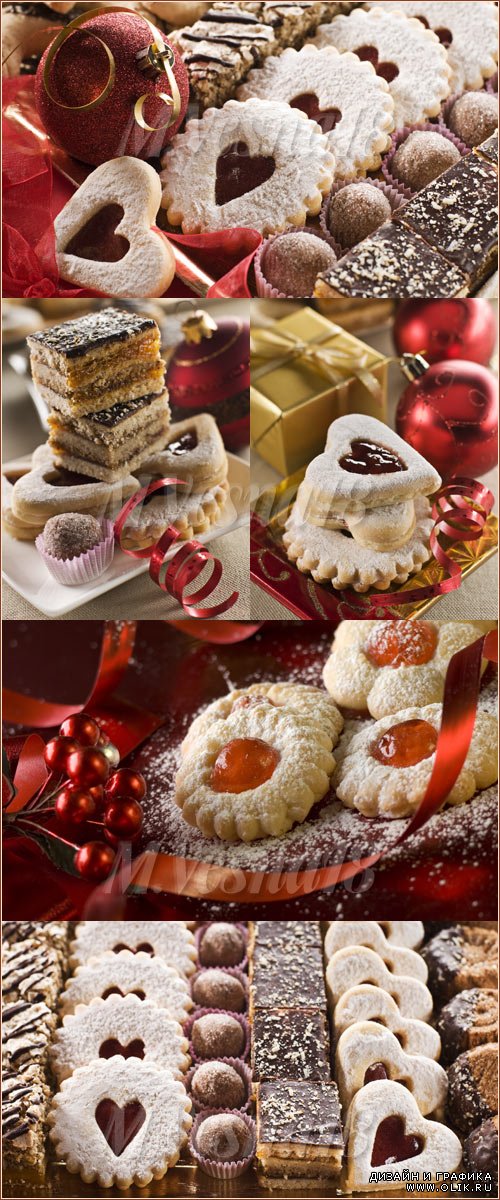 Новогоднее печенье и украшения, растровый клипарт / Christmas cookies and decoration, raster clipart