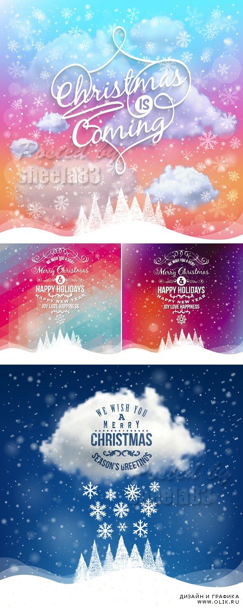Abstact Christmas Cards Vector
