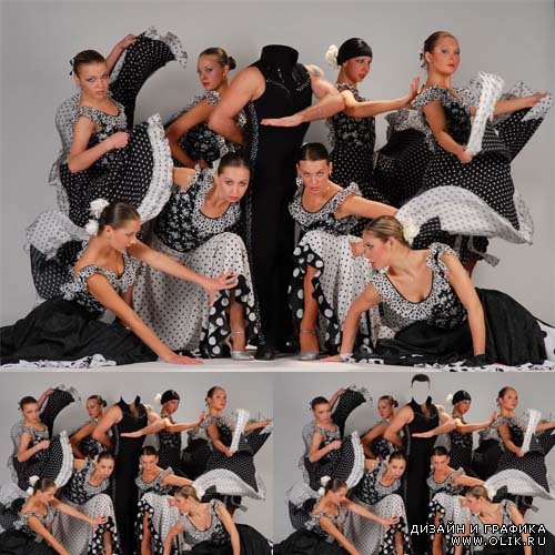  Шаблон psd - Профессиональный танцор с девушками 